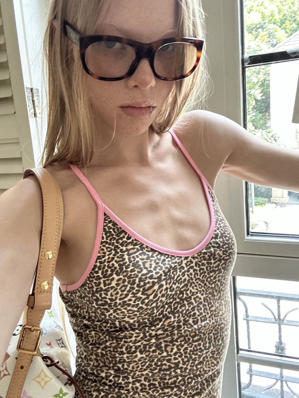 Leopard Trim Sleek Tank Top