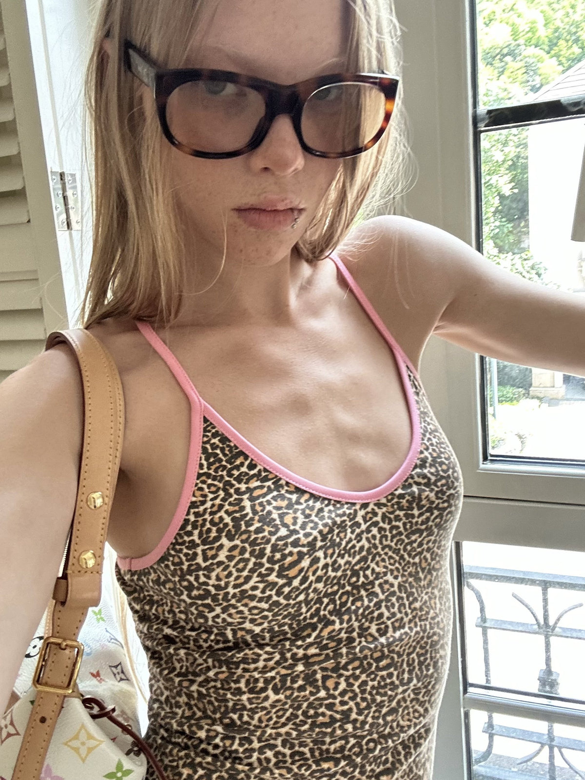 Leopard Trim Sleek Tank Top