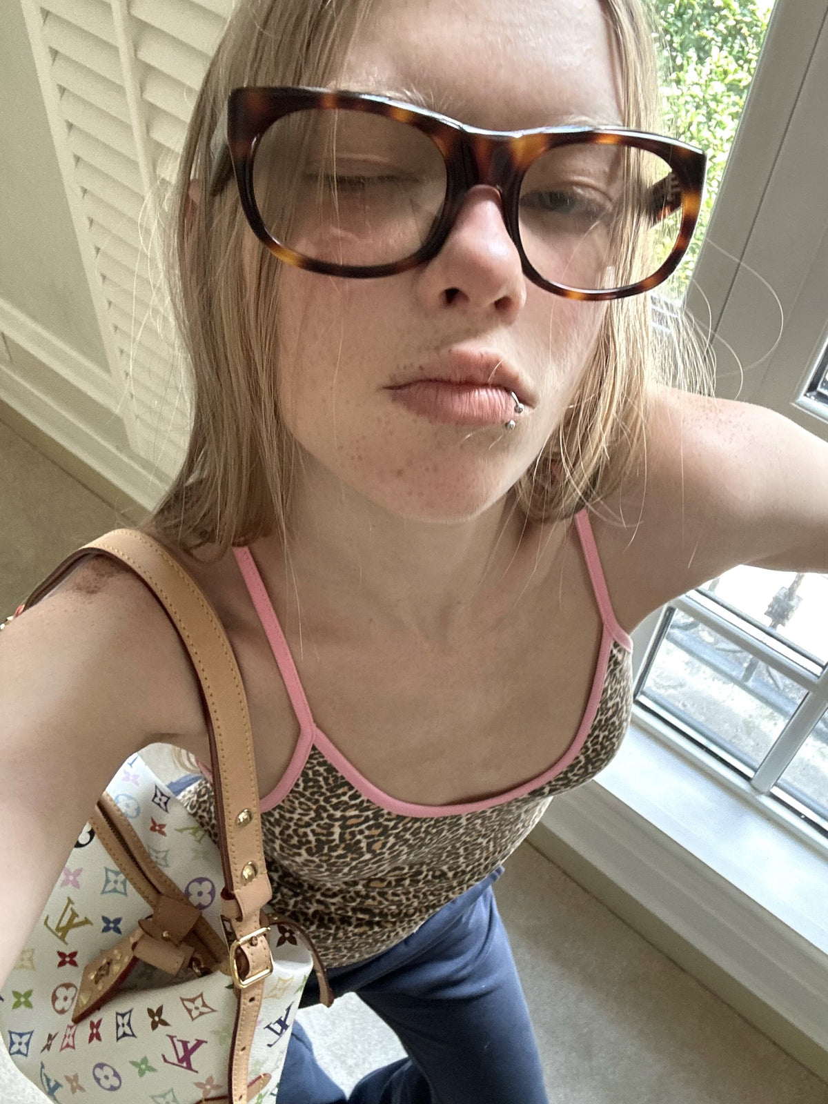 Leopard Trim Sleek Tank Top