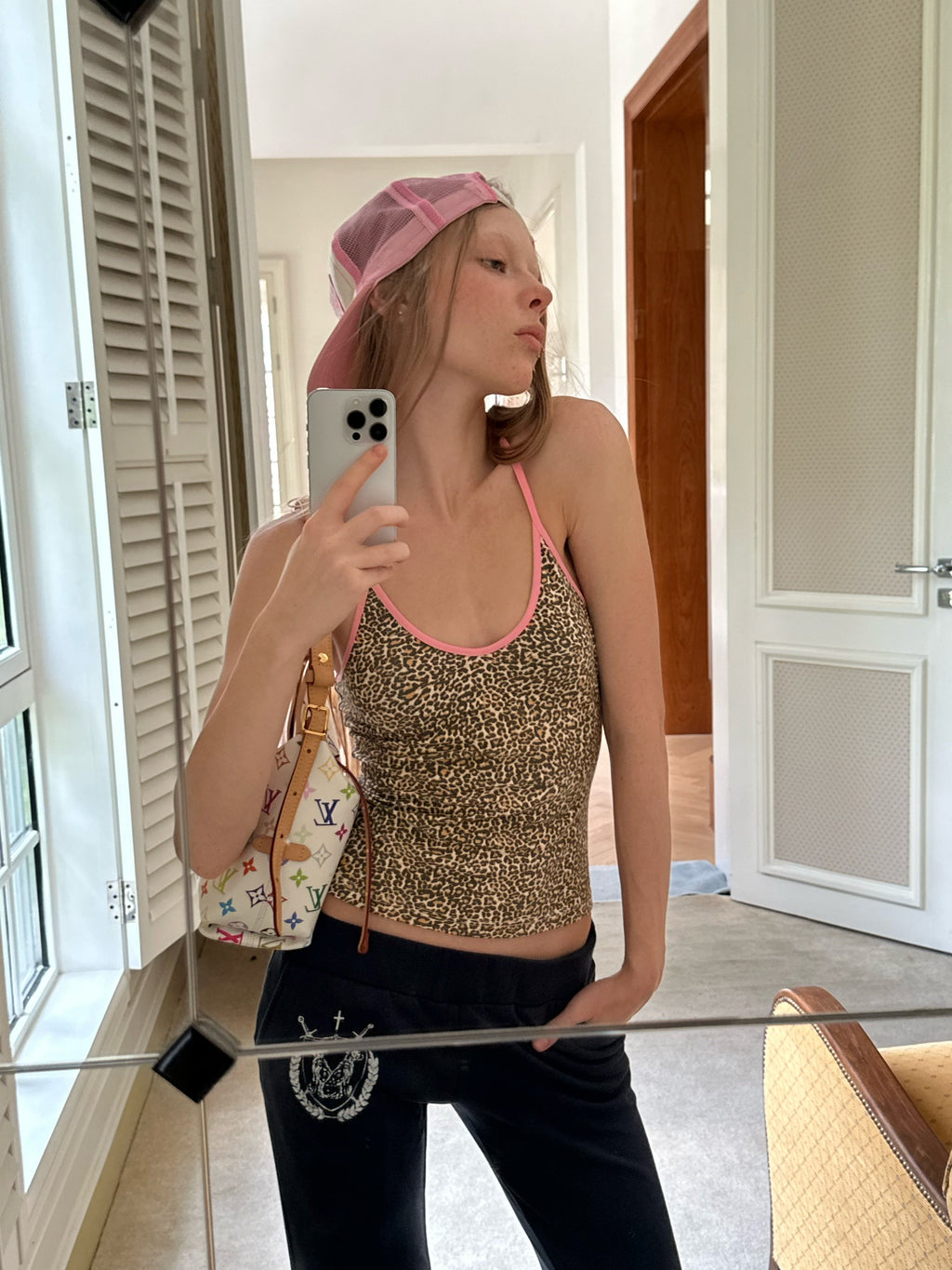 Leopard Trim Sleek Tank Top