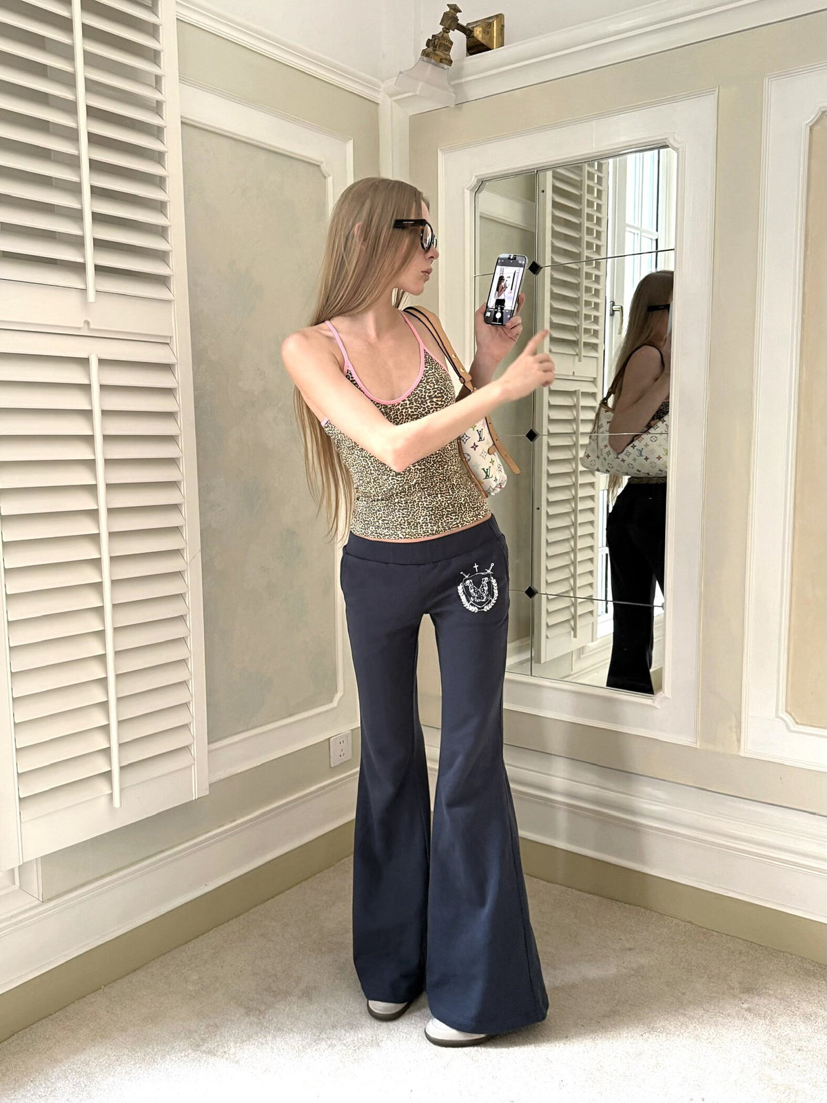 Washed Flare Cotton Pants