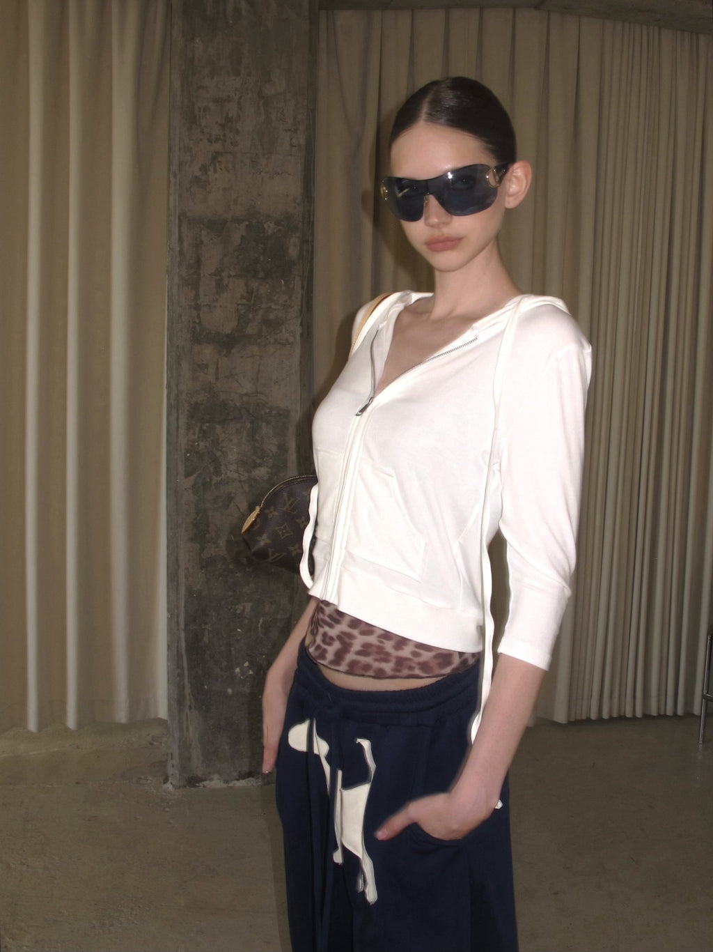 Tailored Modal Wool Zip-Up Top