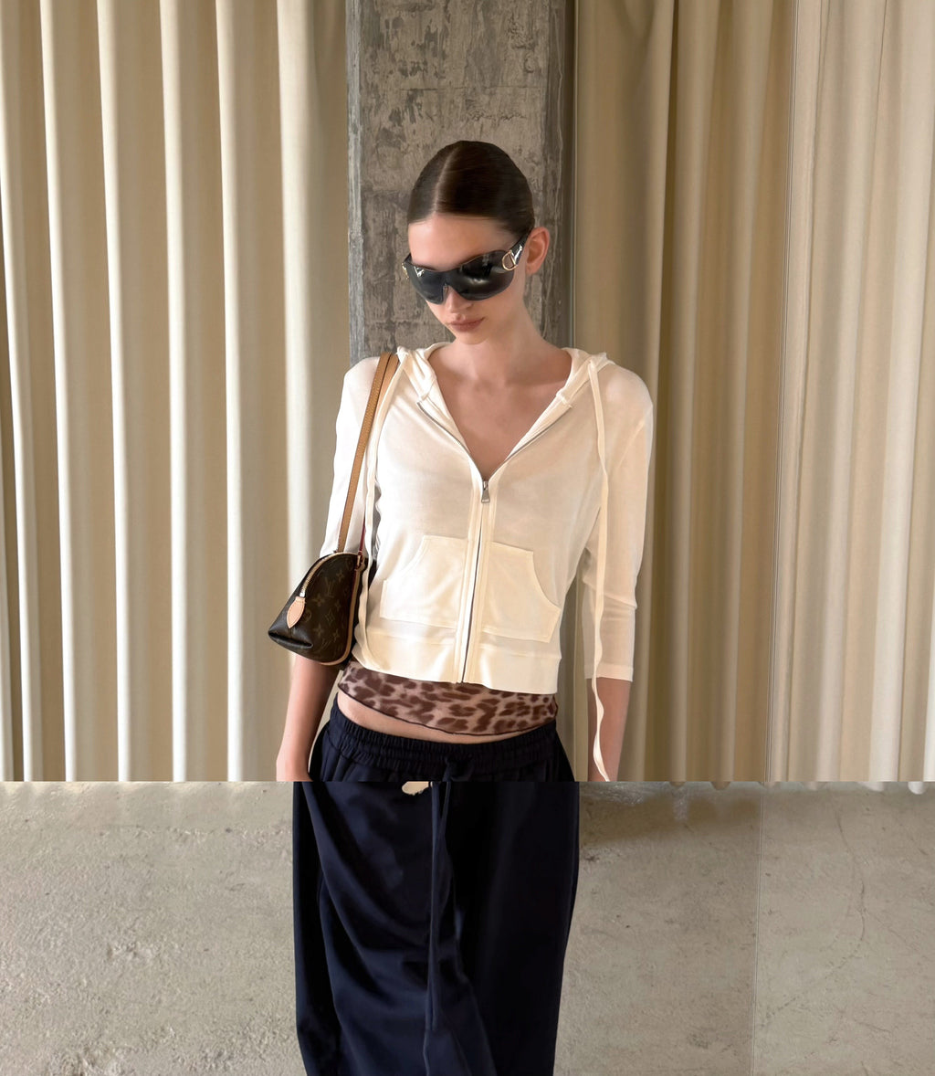 Tailored Modal Wool Zip-Up Top