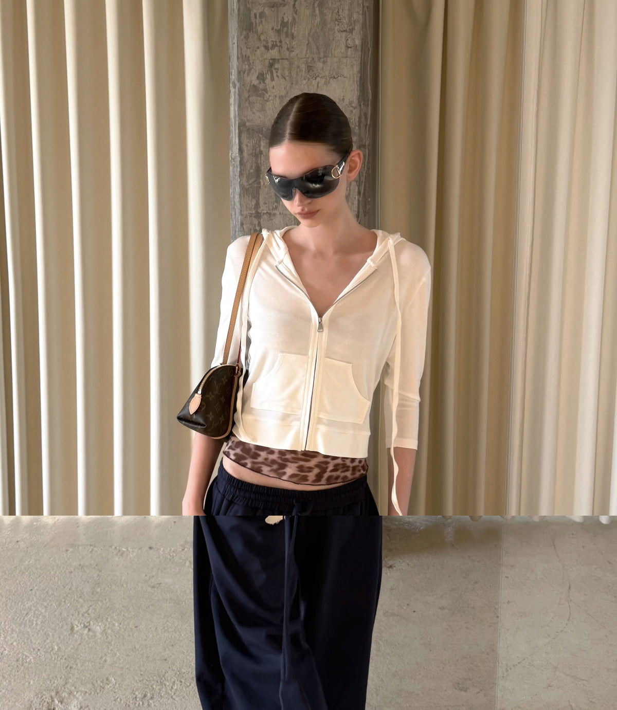 Tailored Modal Wool Zip-Up Top