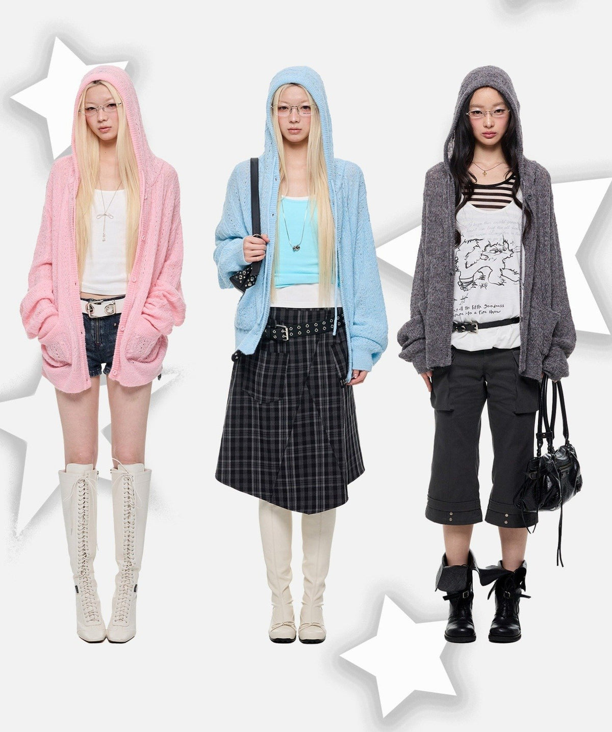 Cable Hooded Cardigan (3color)
