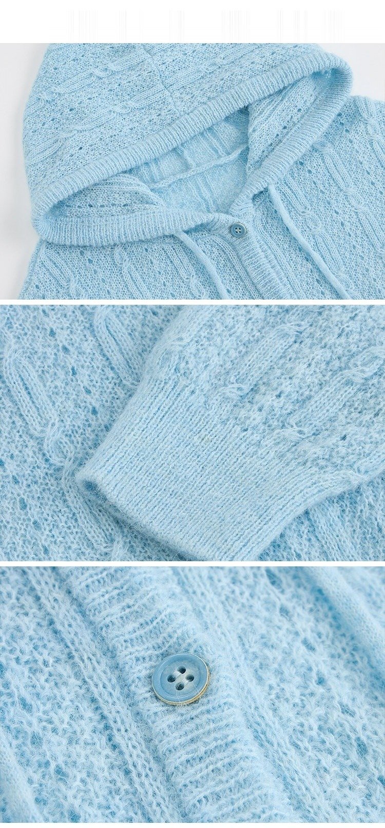 Cable Hooded Cardigan (3color)