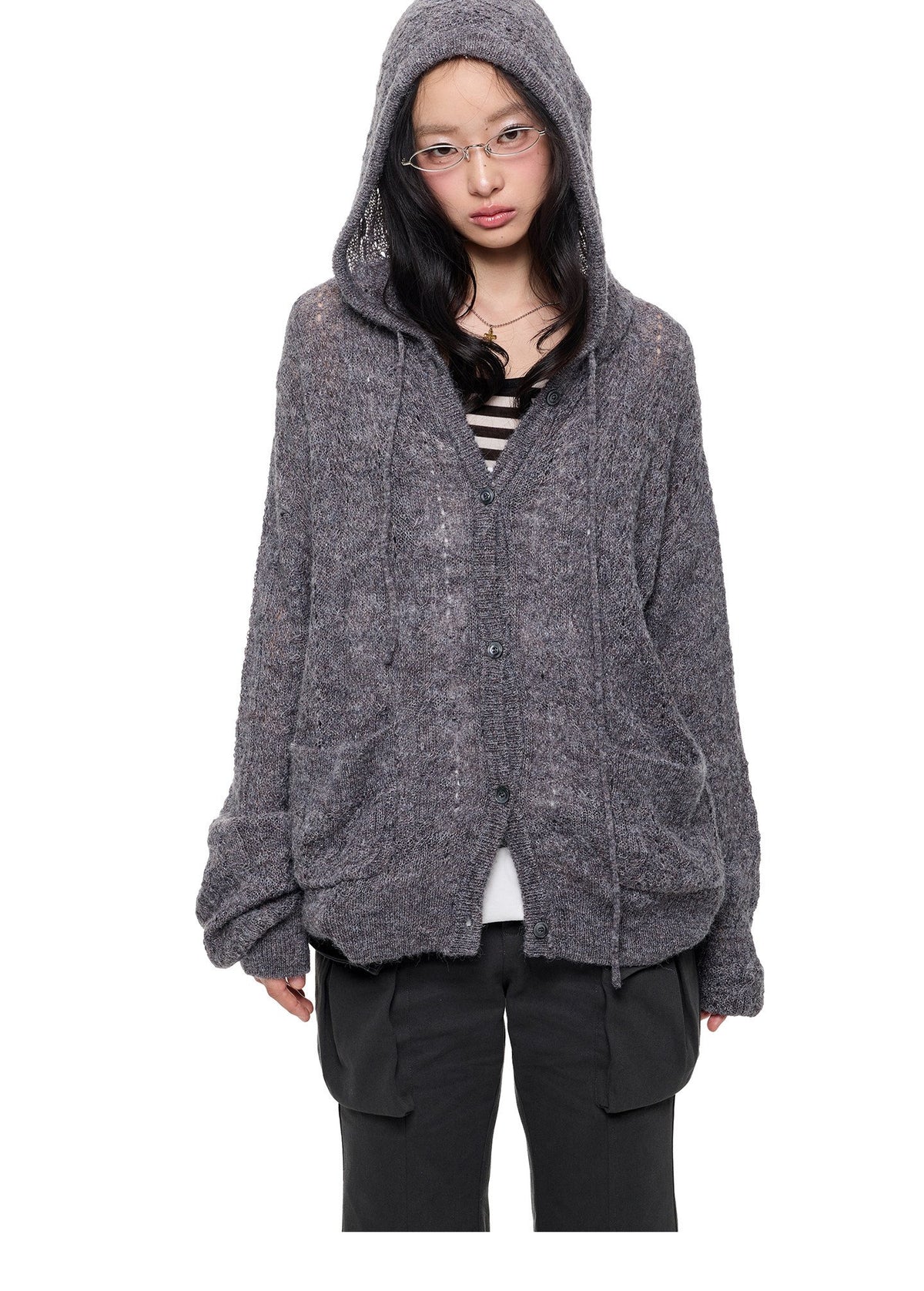 Cable Hooded Cardigan (3color)