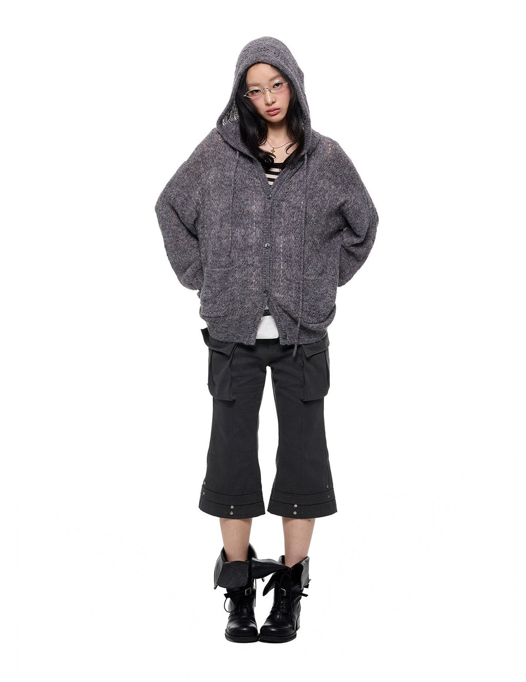 Cable Hooded Cardigan (3color)