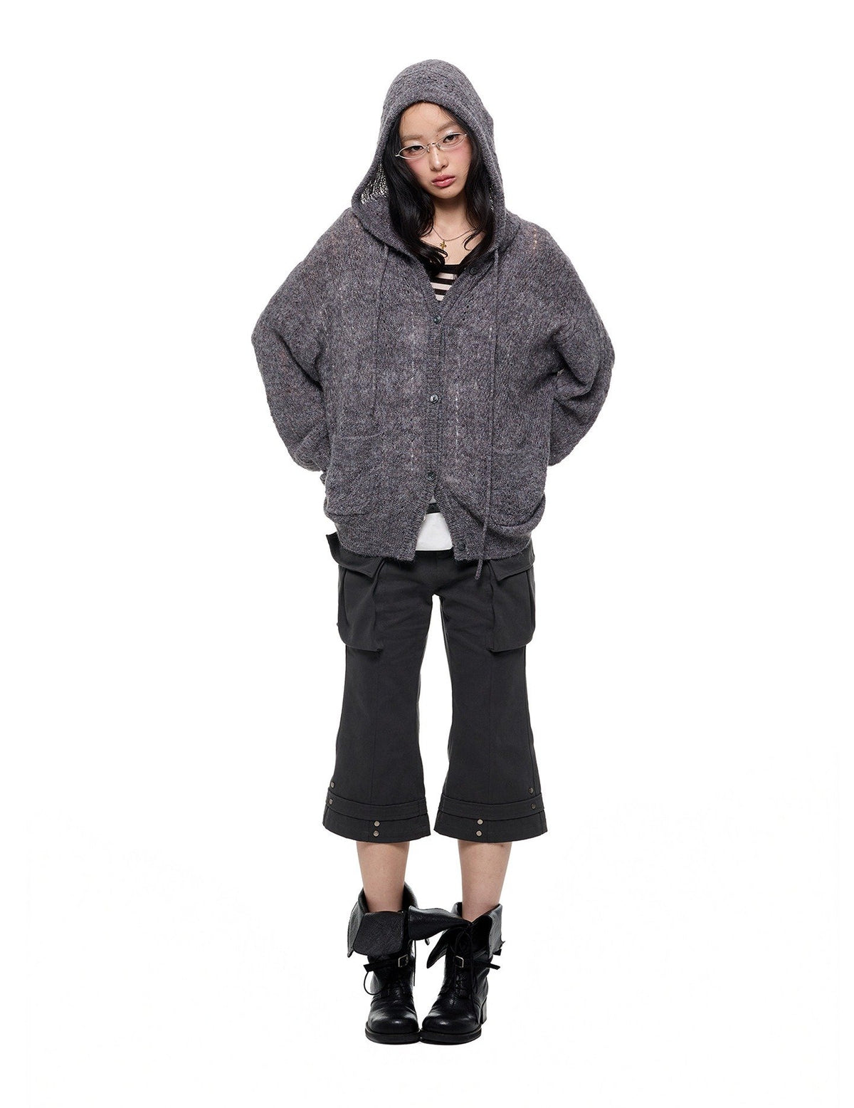 Cable Hooded Cardigan (3color)