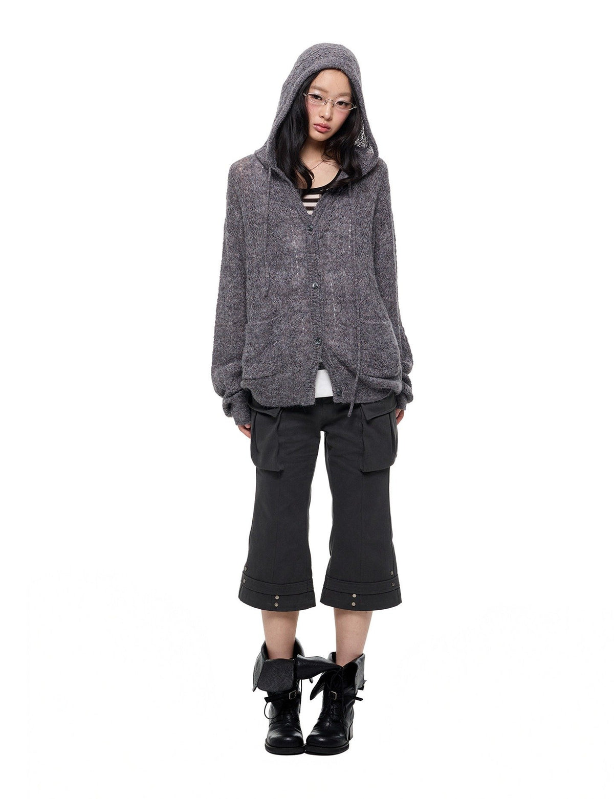 Cable Hooded Cardigan (3color)