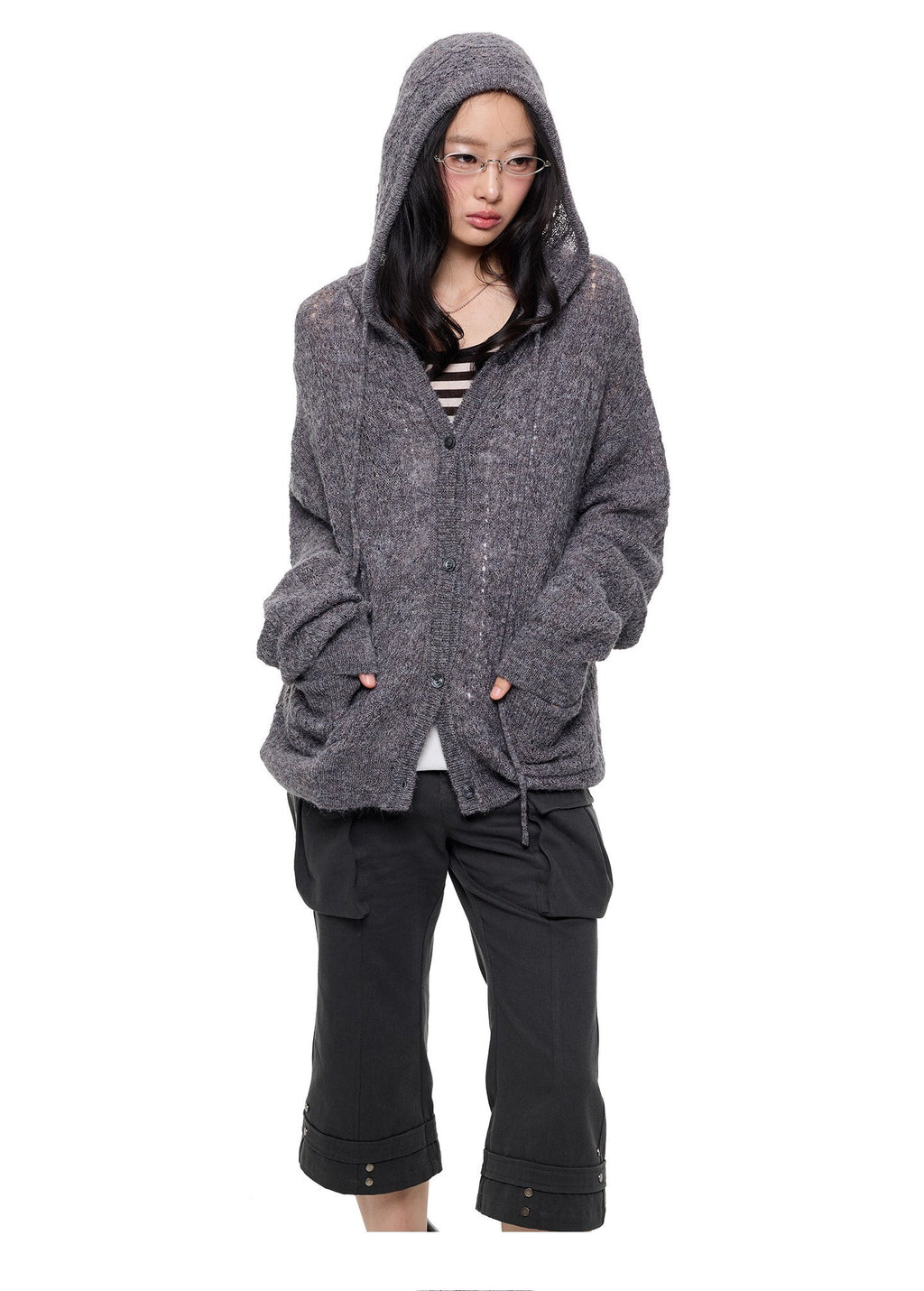 Cable Hooded Cardigan (3color)