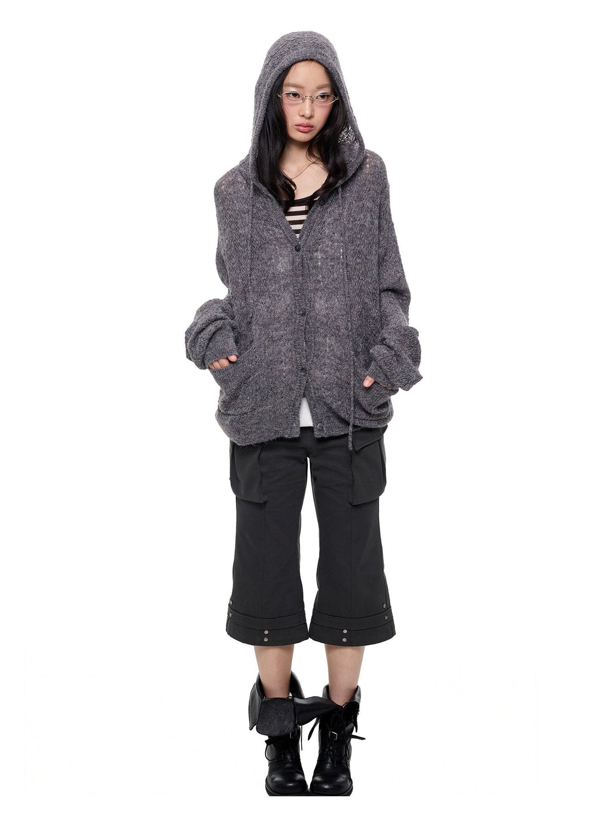 Cable Hooded Cardigan (3color)