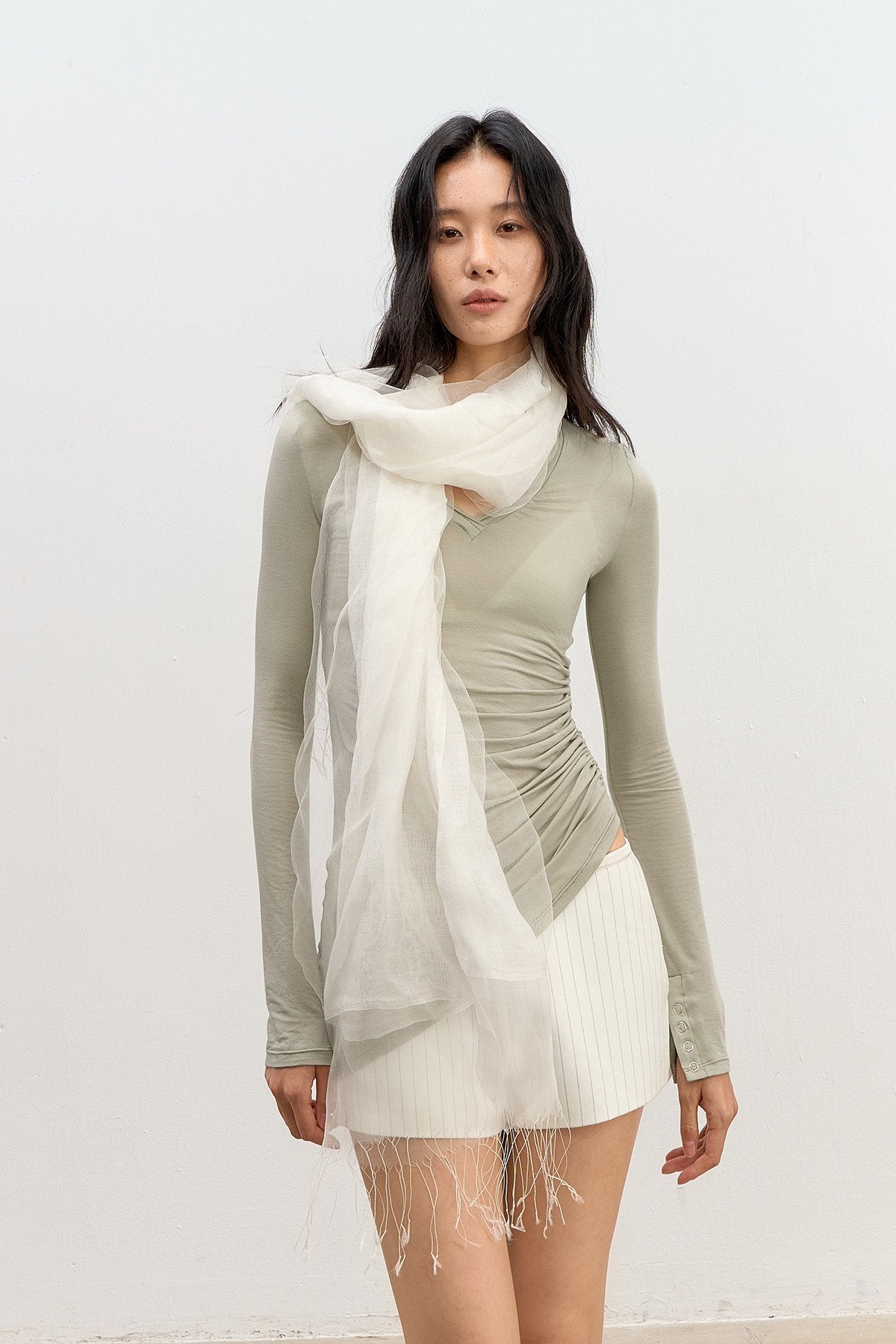 Asym Pleat Shirring Top