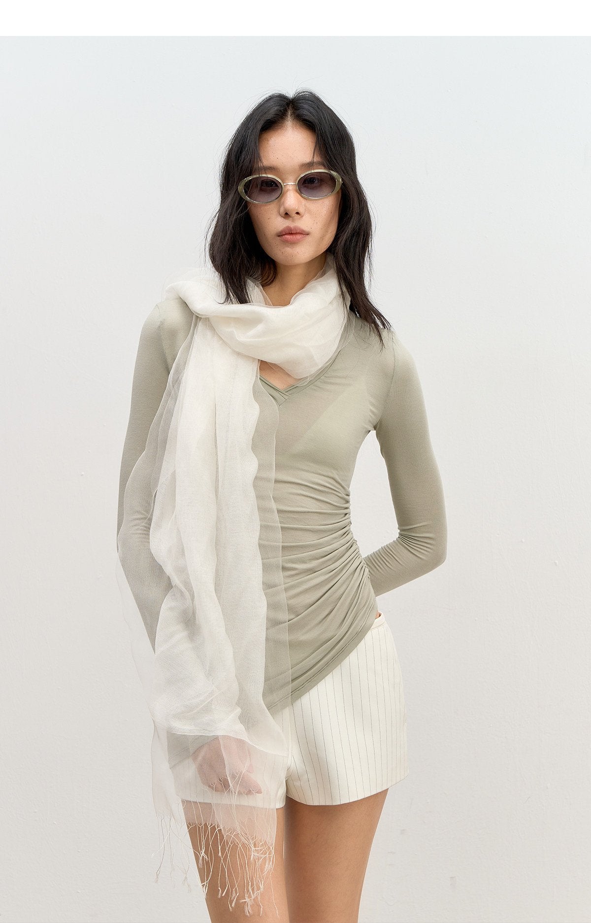 Asym Pleat Shirring Top
