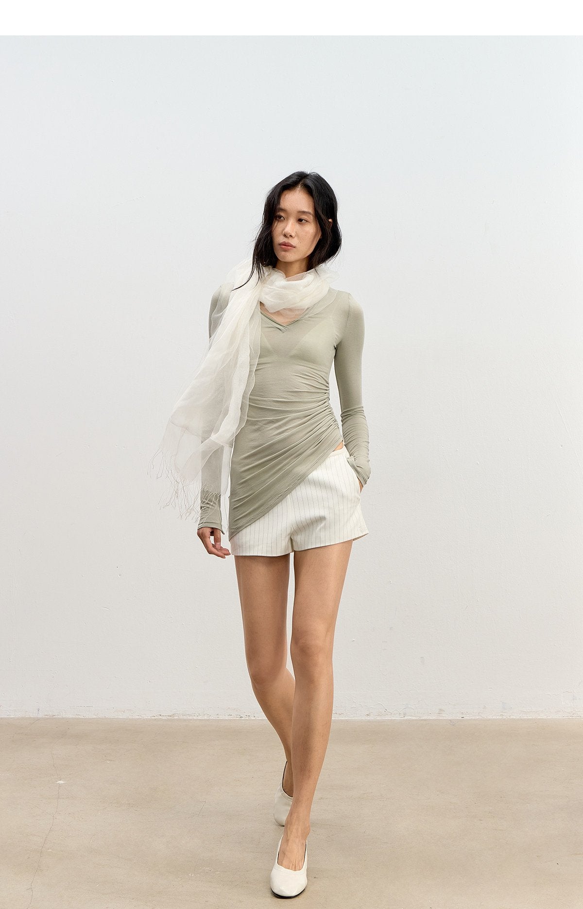 Asym Pleat Shirring Top