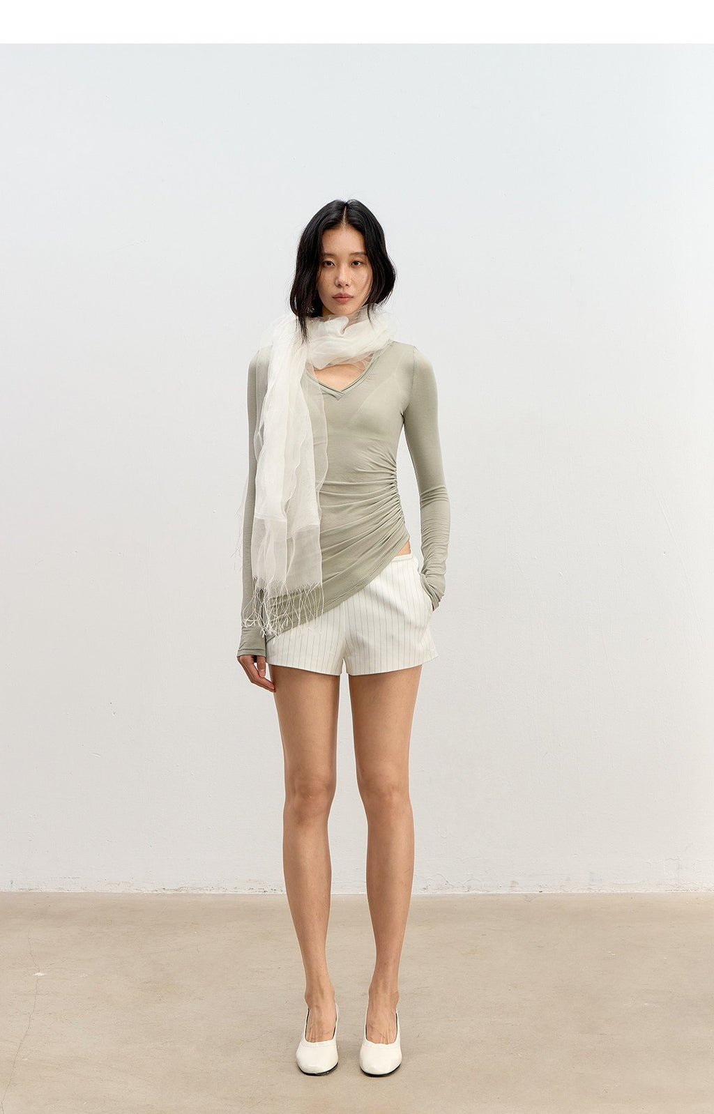 Asym Pleat Shirring Top
