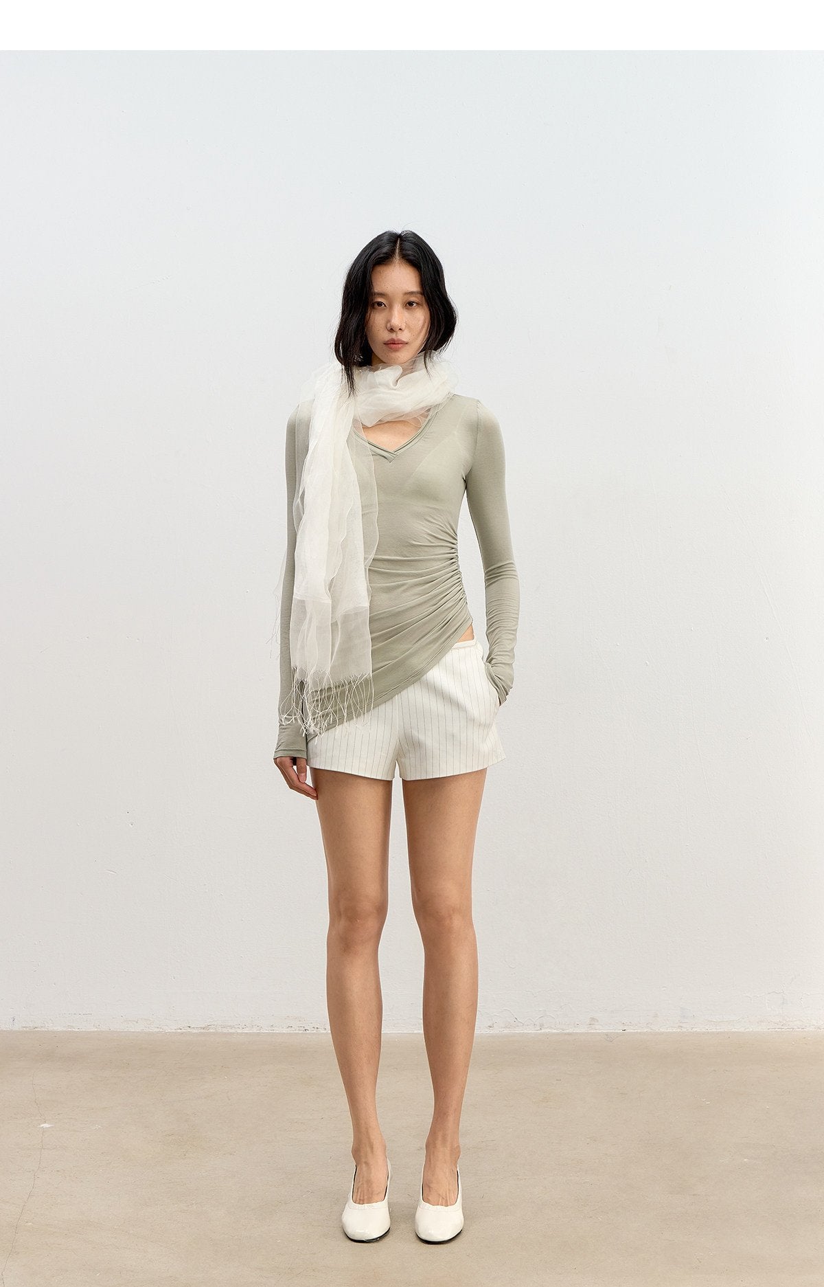 Asym Pleat Shirring Top