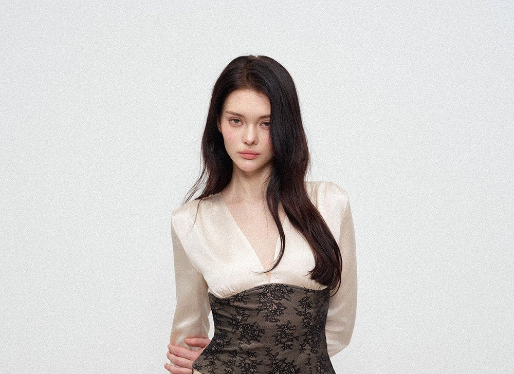 Acetate Lace V-Neck Blouse