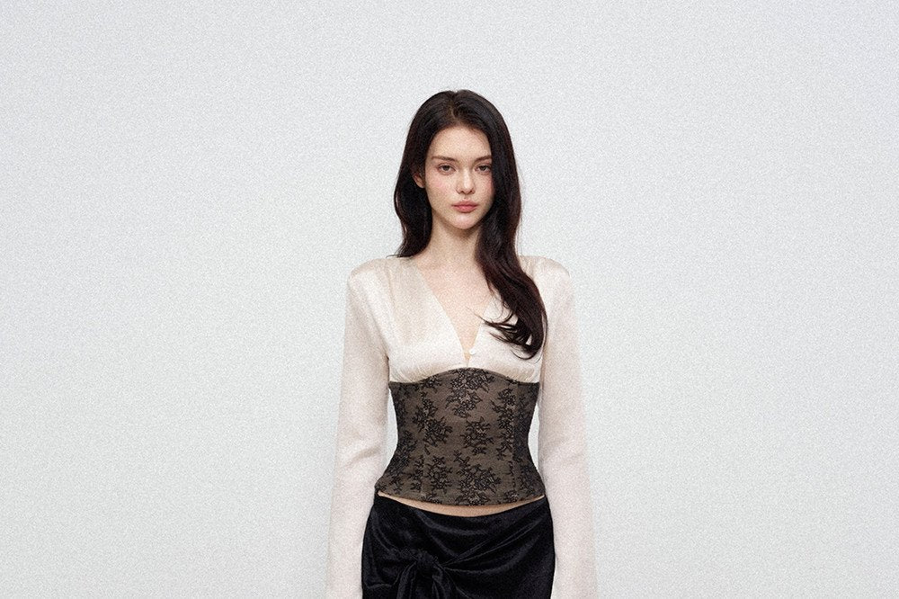 Acetate Lace V-Neck Blouse