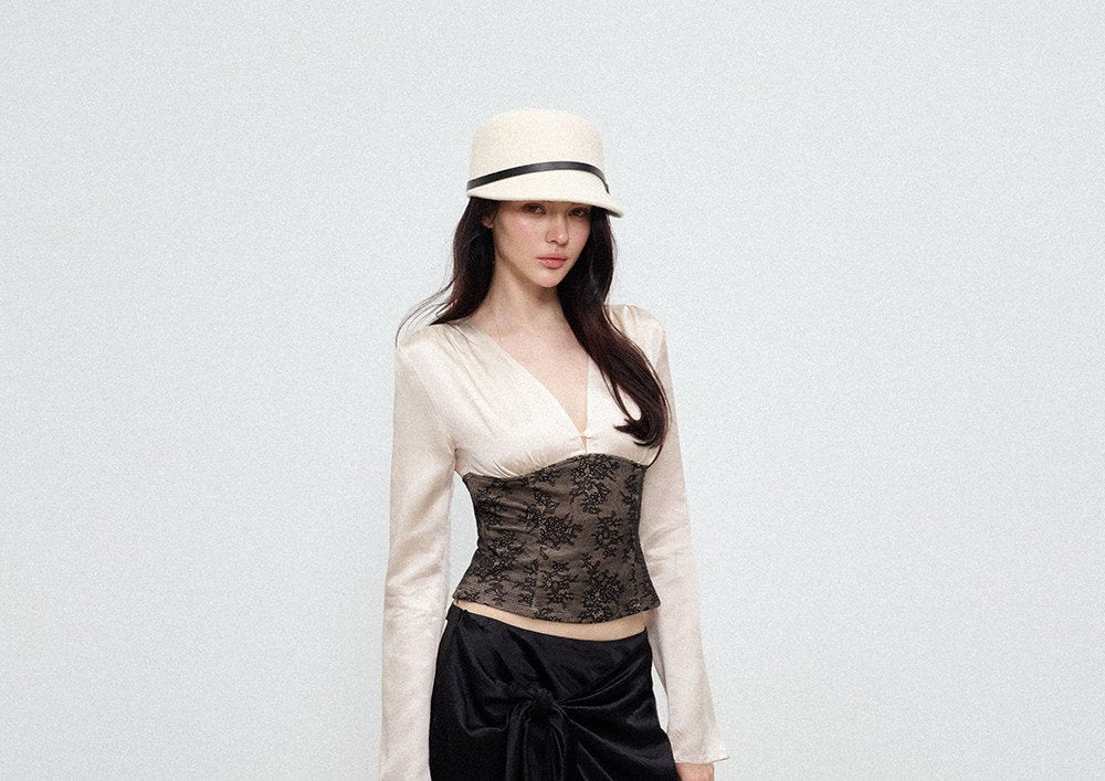 Acetate Lace V-Neck Blouse