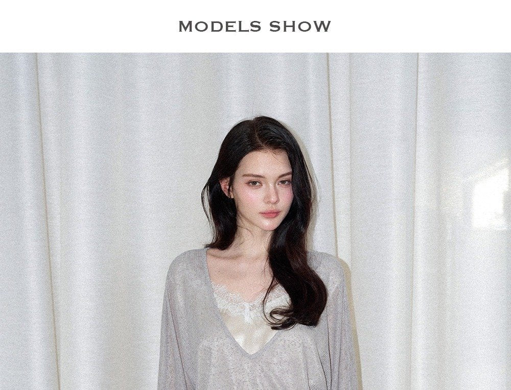 Sheer Layered Lace Knit Top