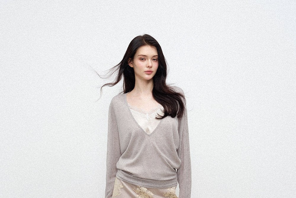 Sheer Layered Lace Knit Top