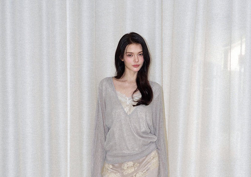 Sheer Layered Lace Knit Top