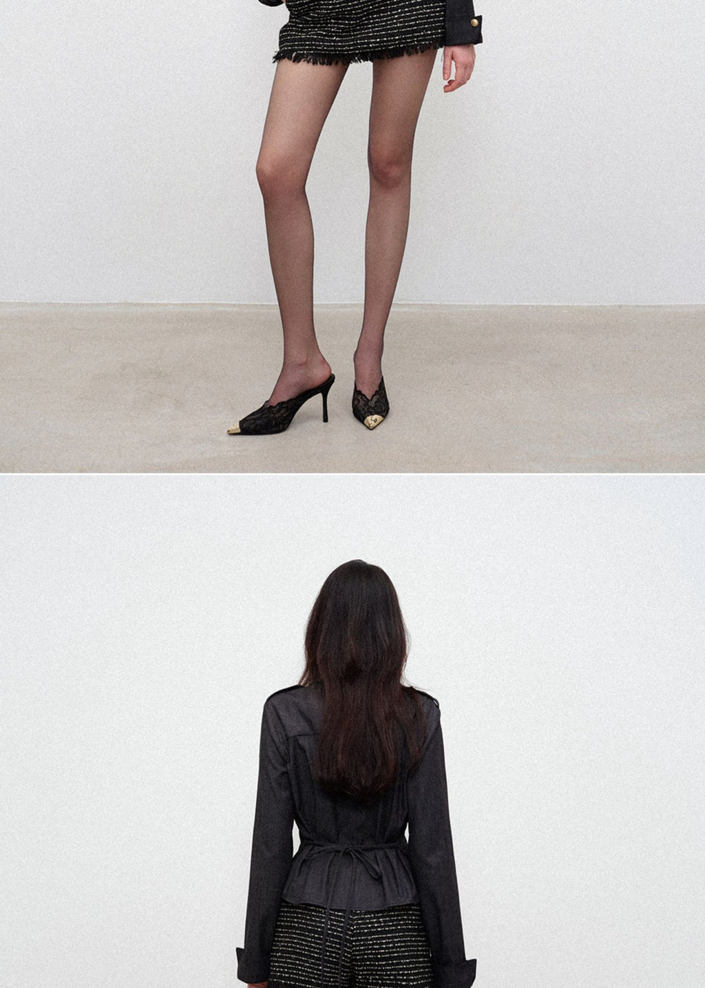 Black Heritage Tweed Skirt Pants