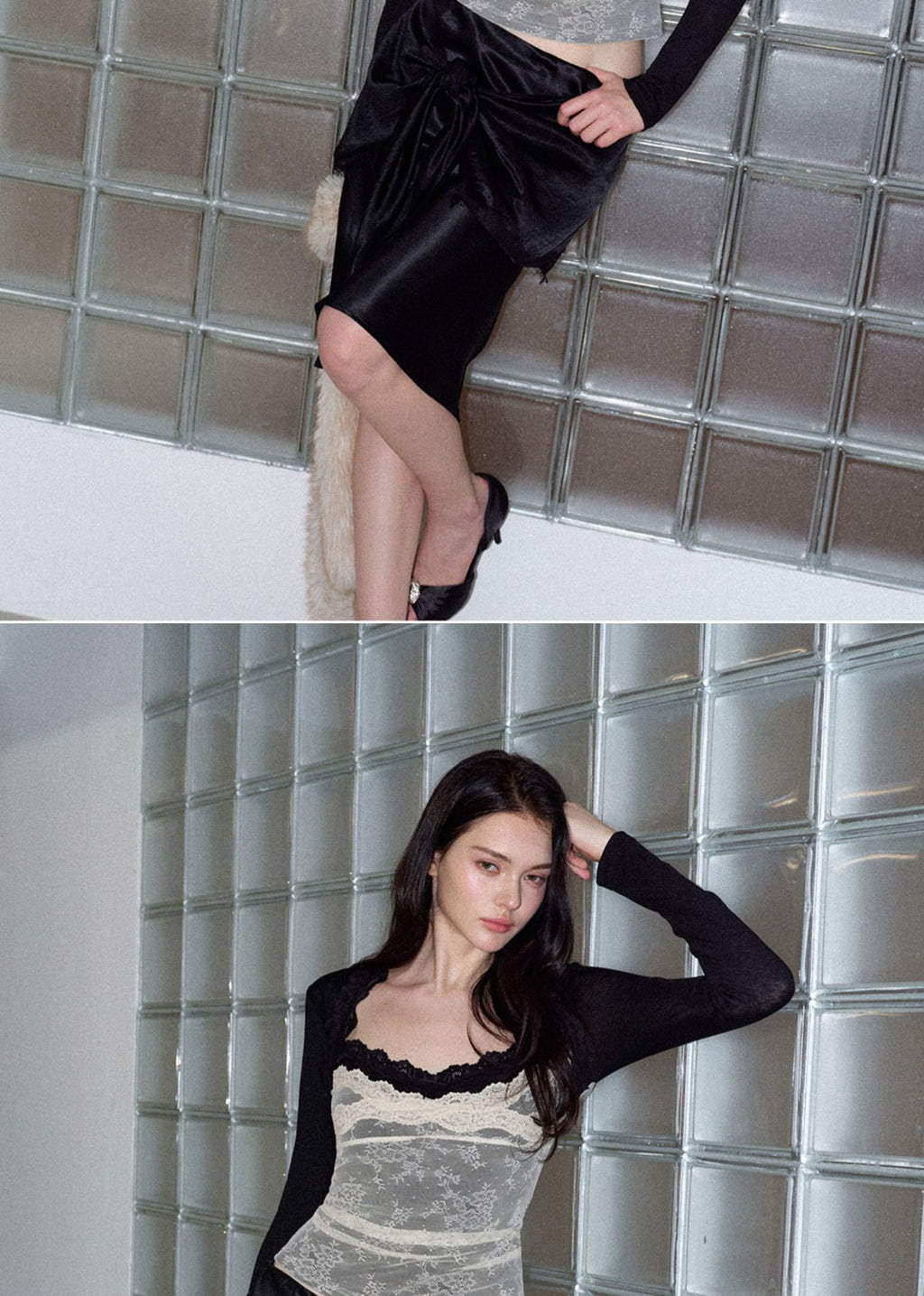 Shell Lace Contrast Sculpted Top