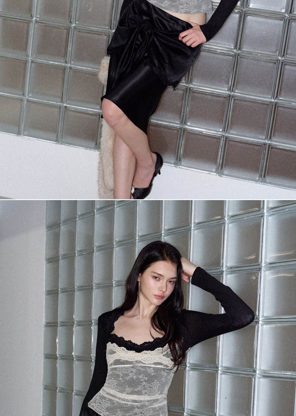 Shell Lace Contrast Sculpted Top