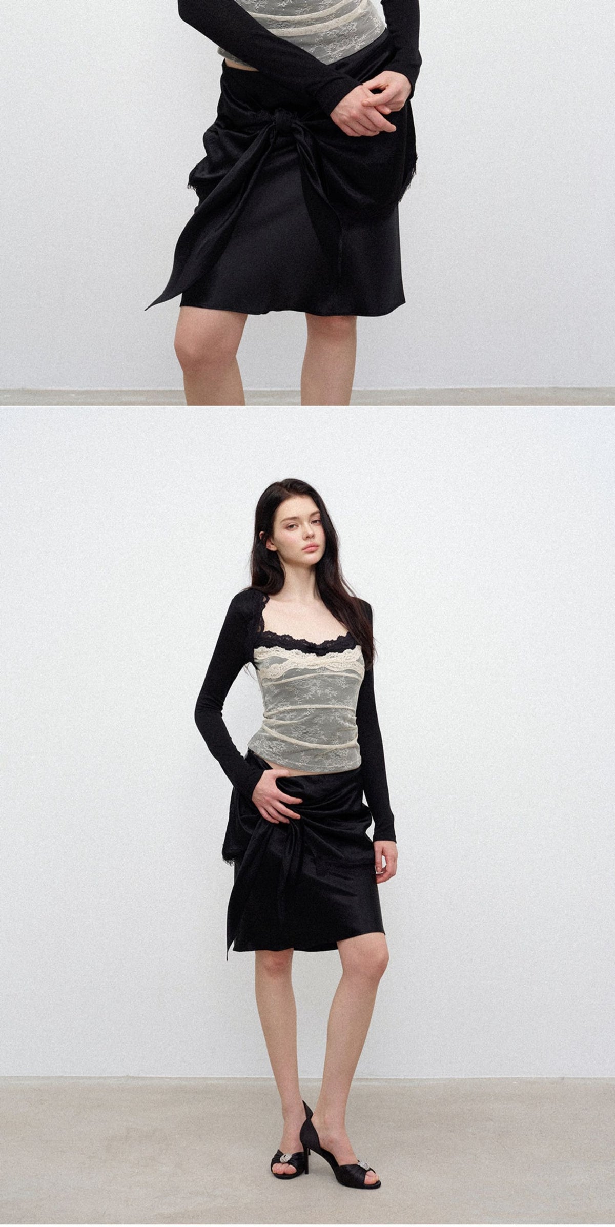 Shell Lace Contrast Sculpted Top