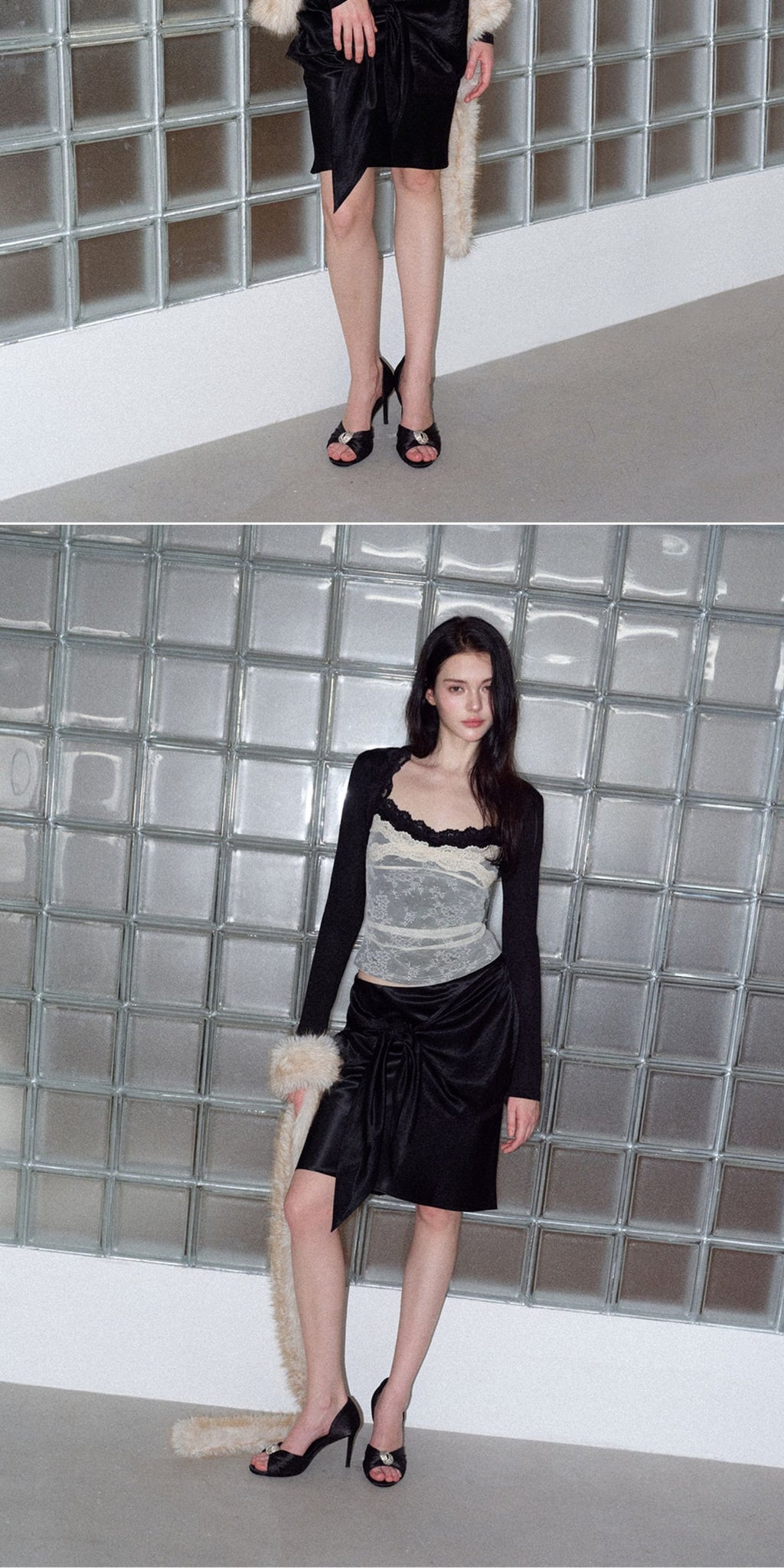 Shell Lace Contrast Sculpted Top