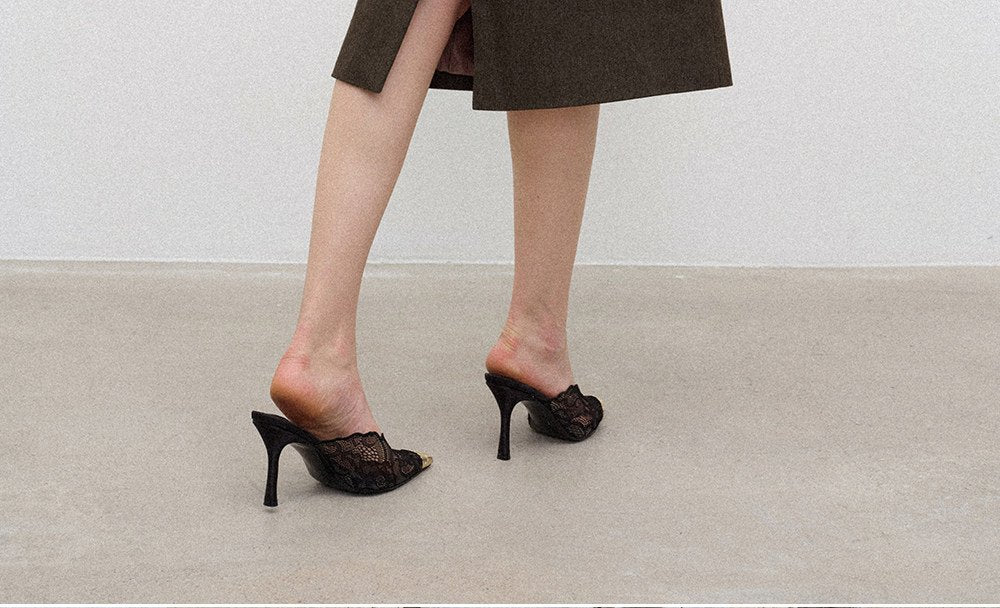 Lace Satin Trim Midi Skirt