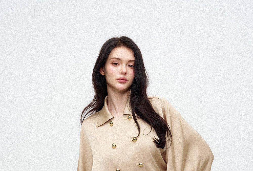 Champagne Satin Batwing Top