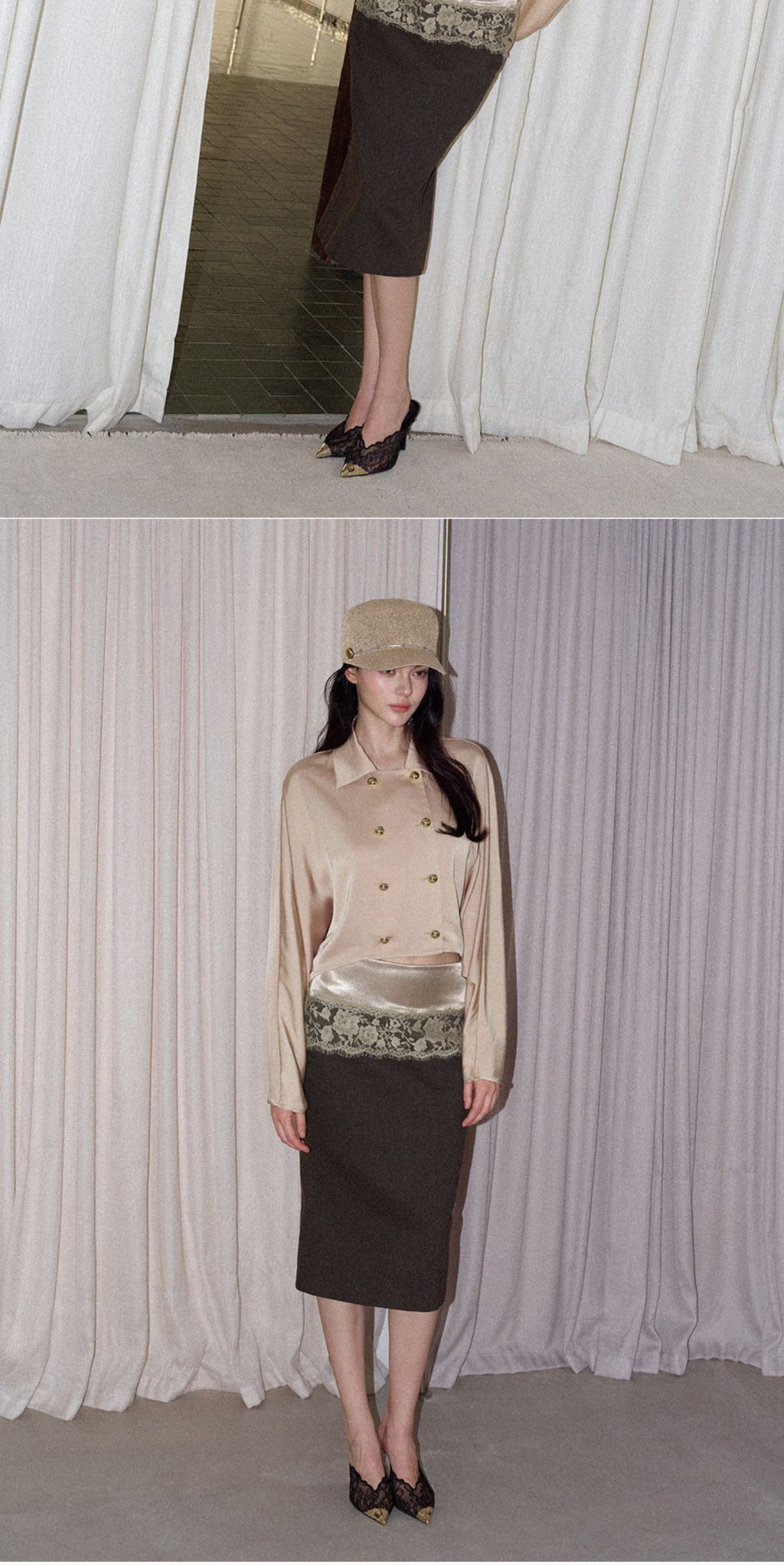 Champagne Satin Batwing Top
