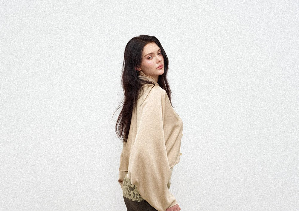 Champagne Satin Batwing Top