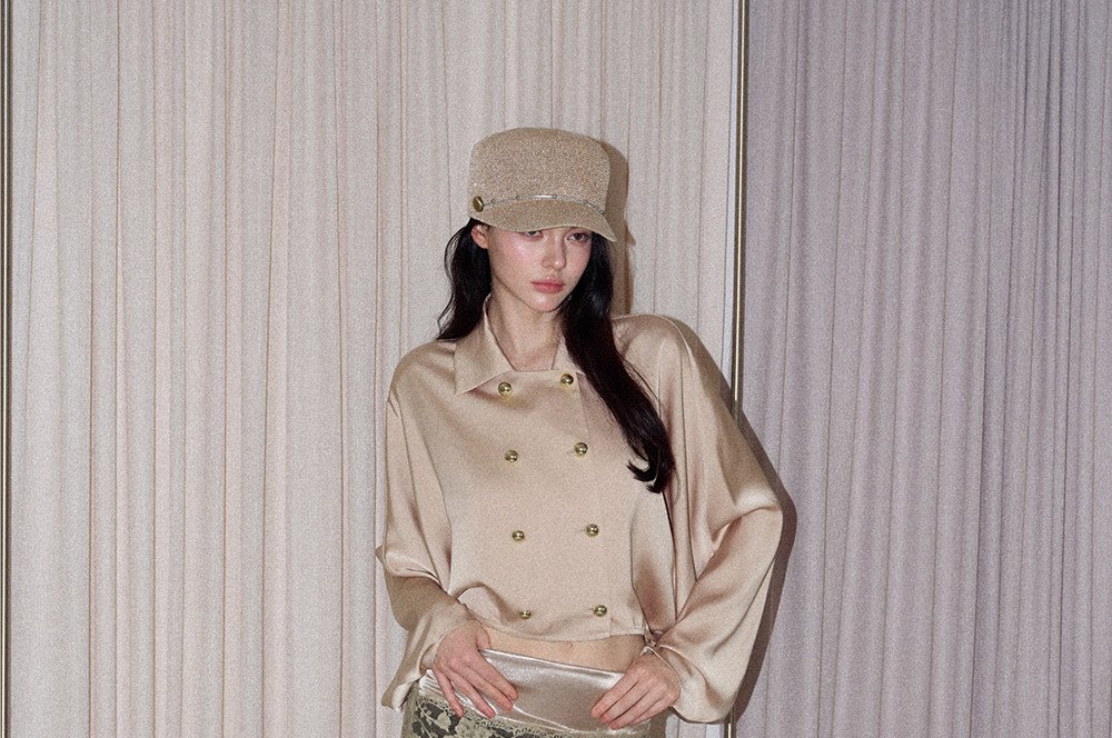 Champagne Satin Batwing Top