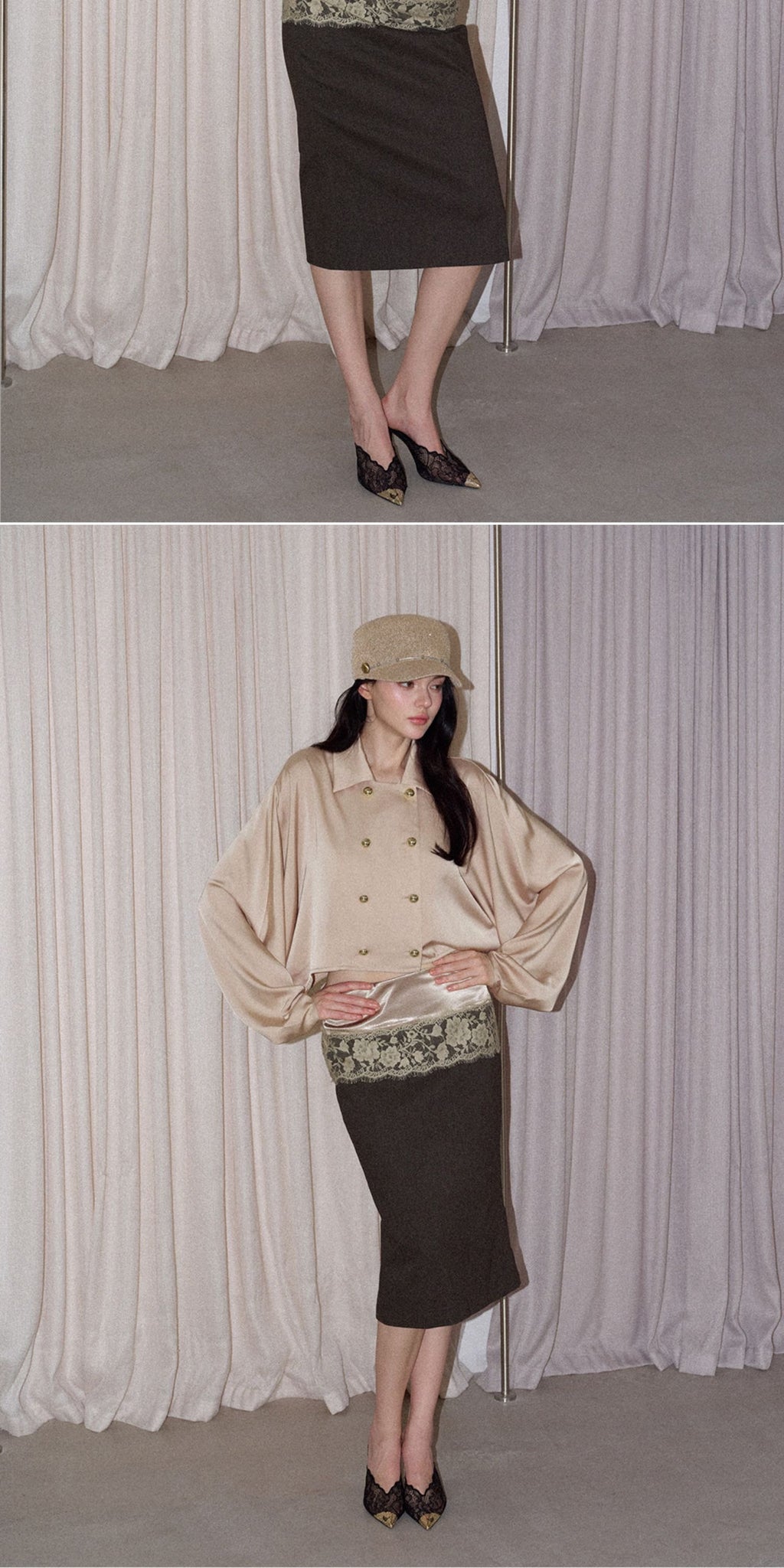 Champagne Satin Batwing Top