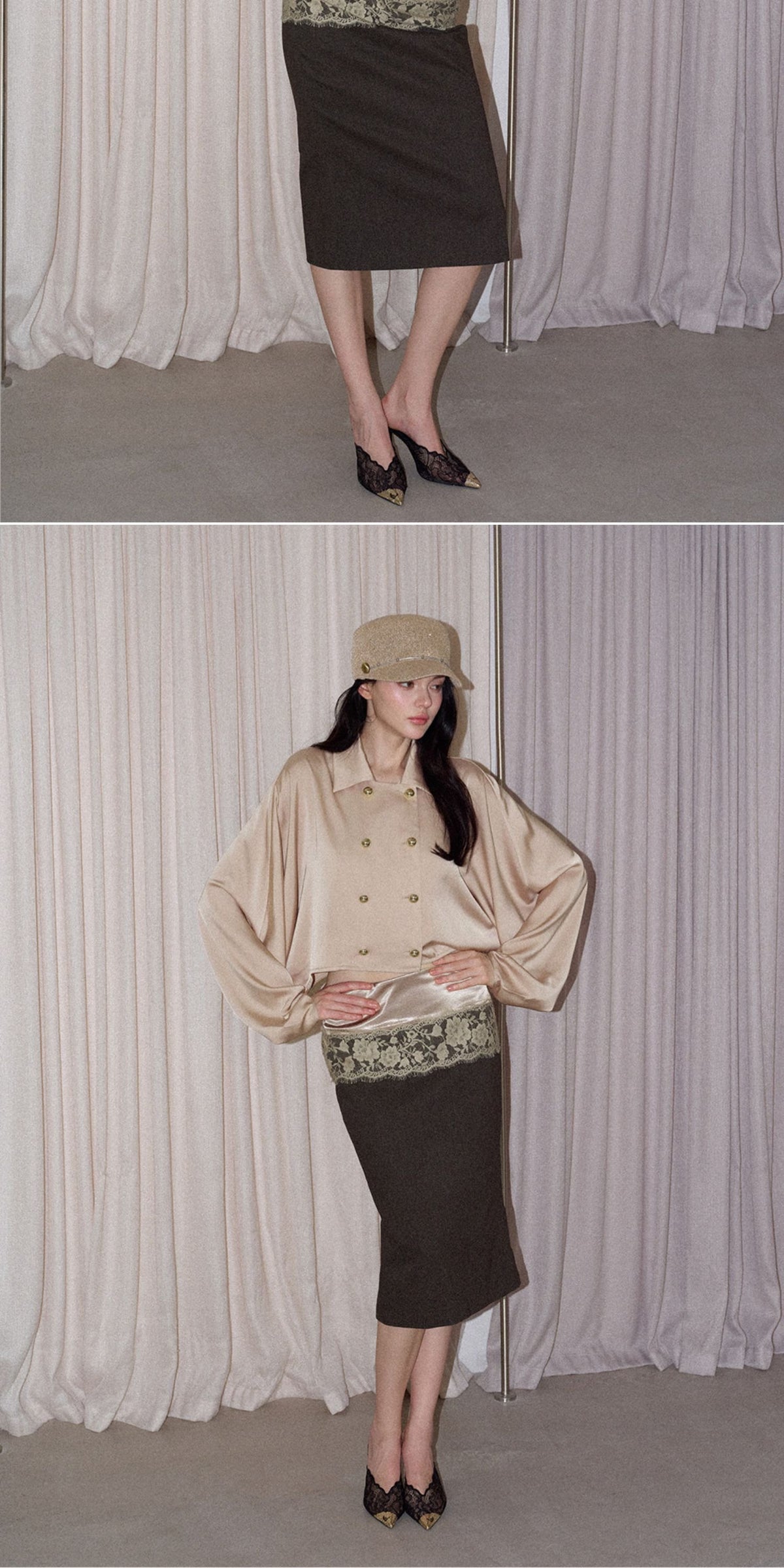 Champagne Satin Batwing Top