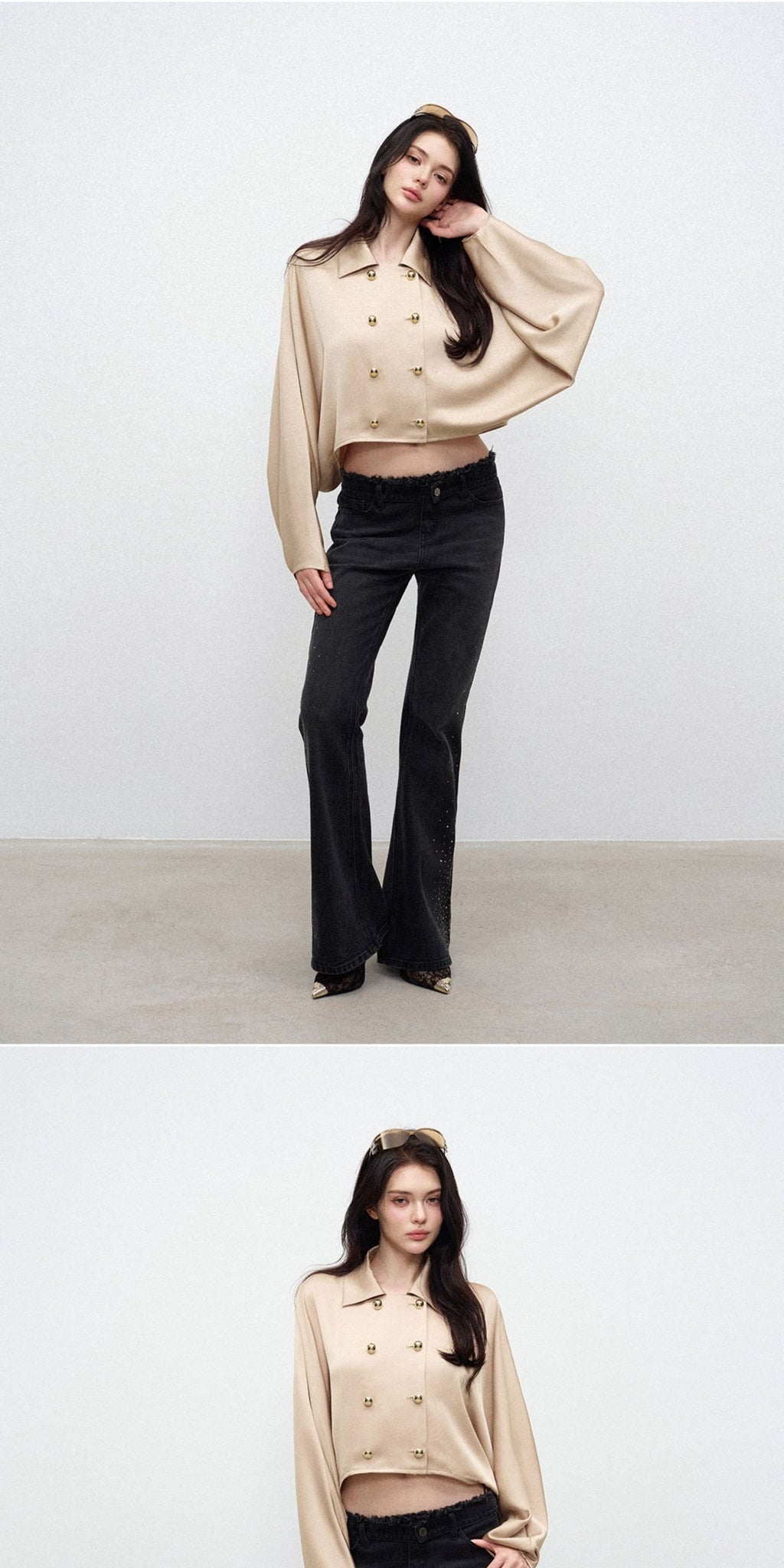Champagne Satin Batwing Top