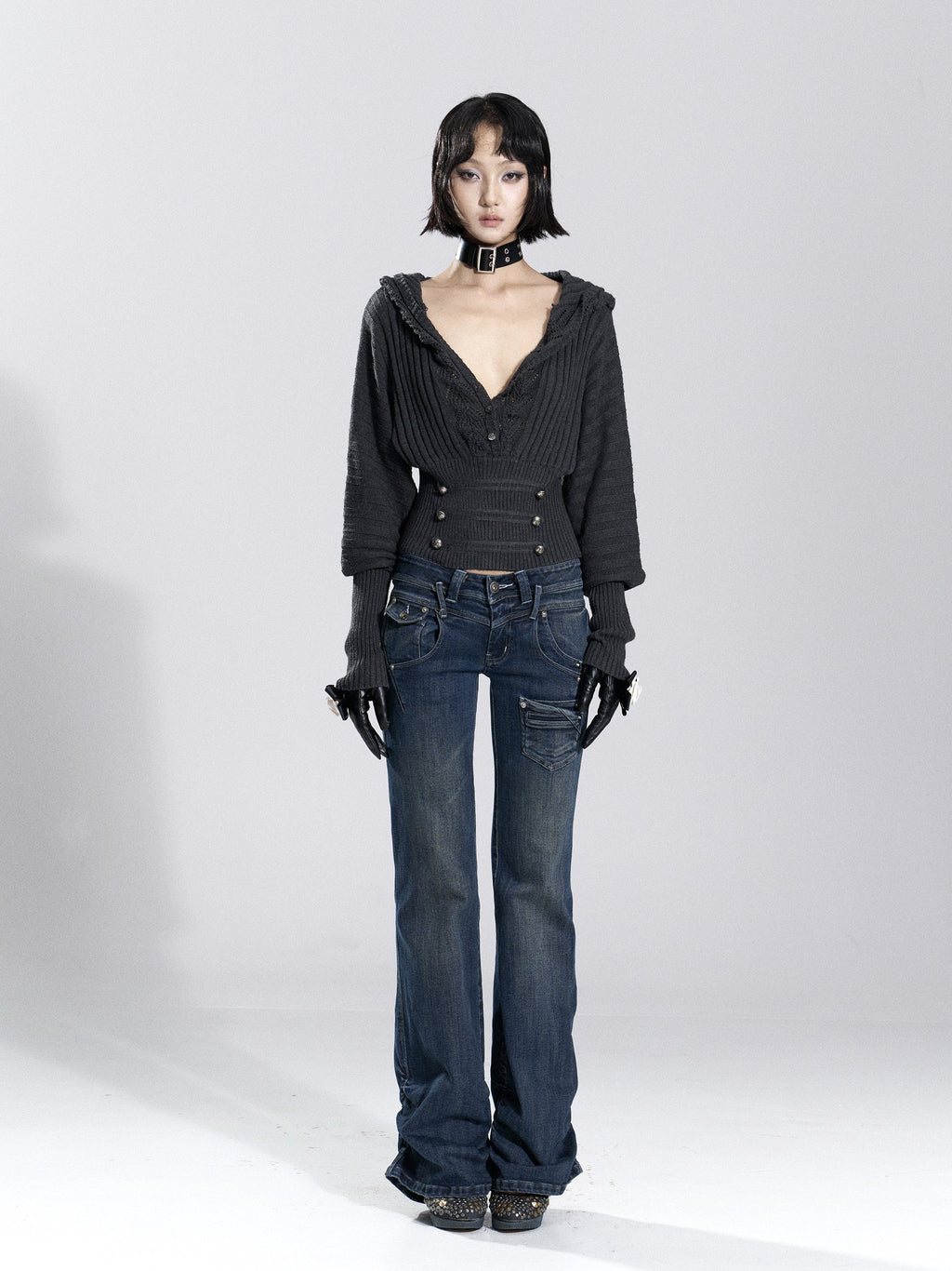 Lace Corset Ribbed Knit Top (2color)