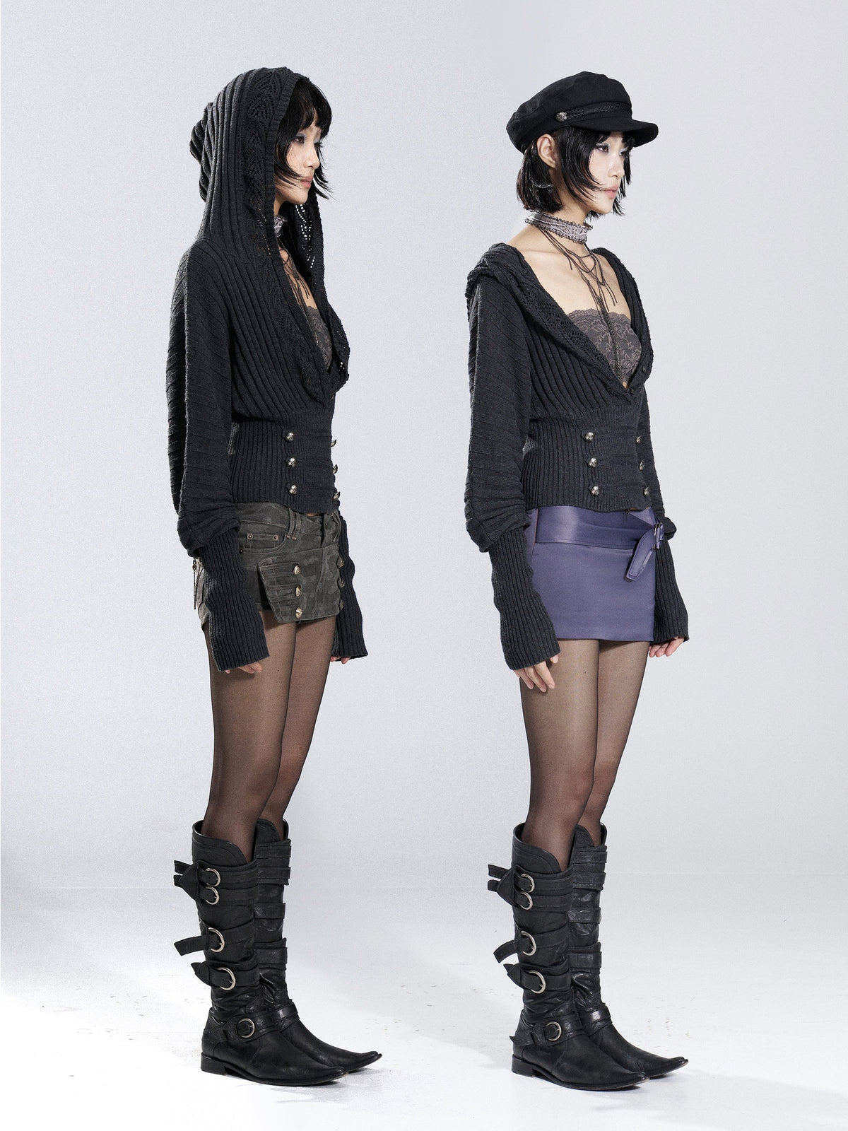 Lace Corset Ribbed Knit Top (2color)