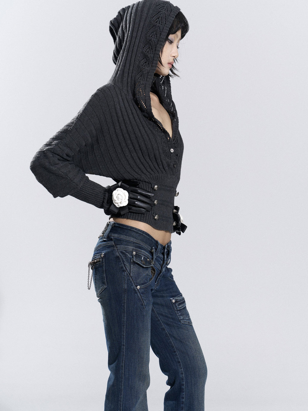 Lace Corset Ribbed Knit Top (2color)
