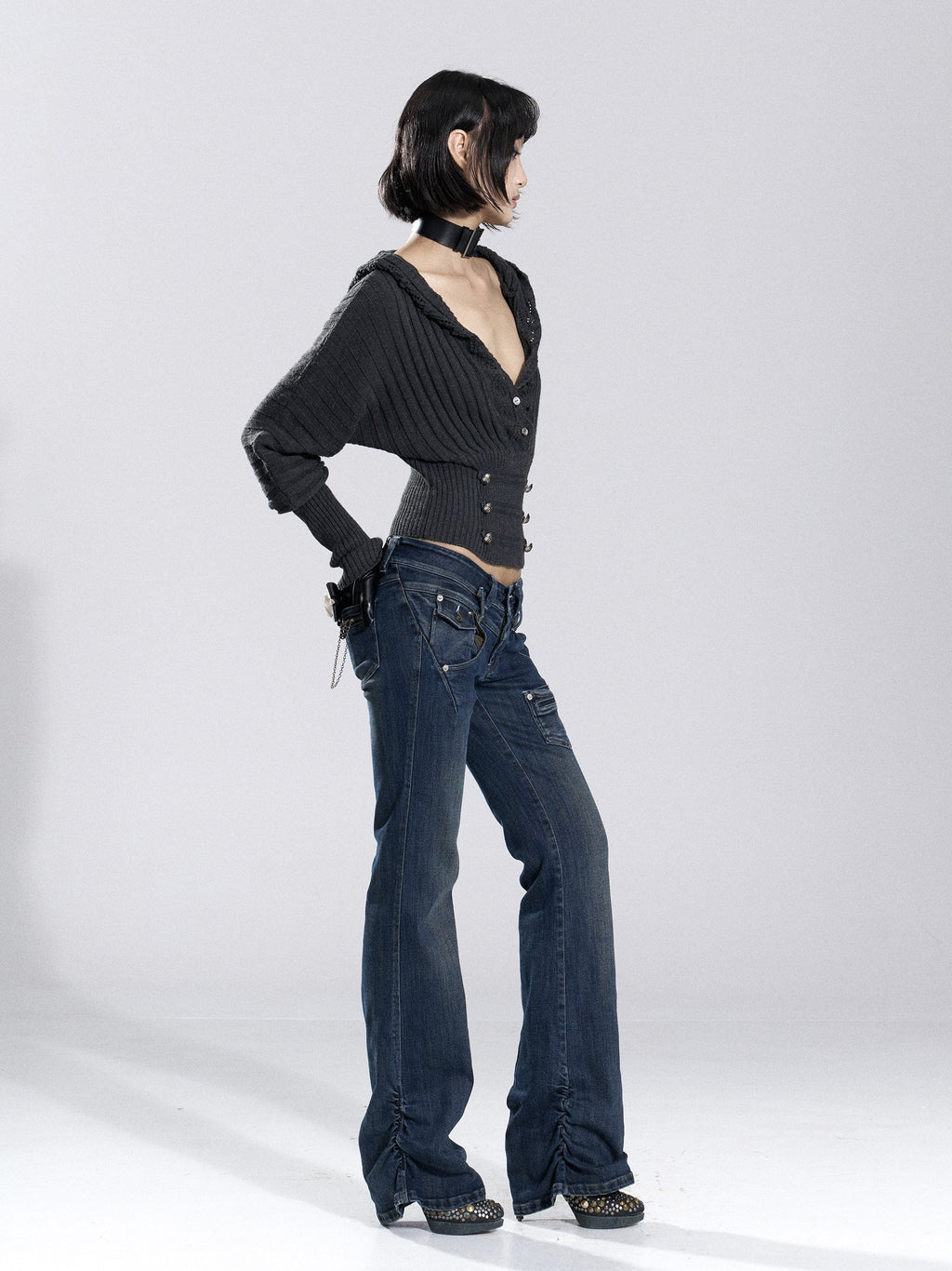 Lace Corset Ribbed Knit Top (2color)