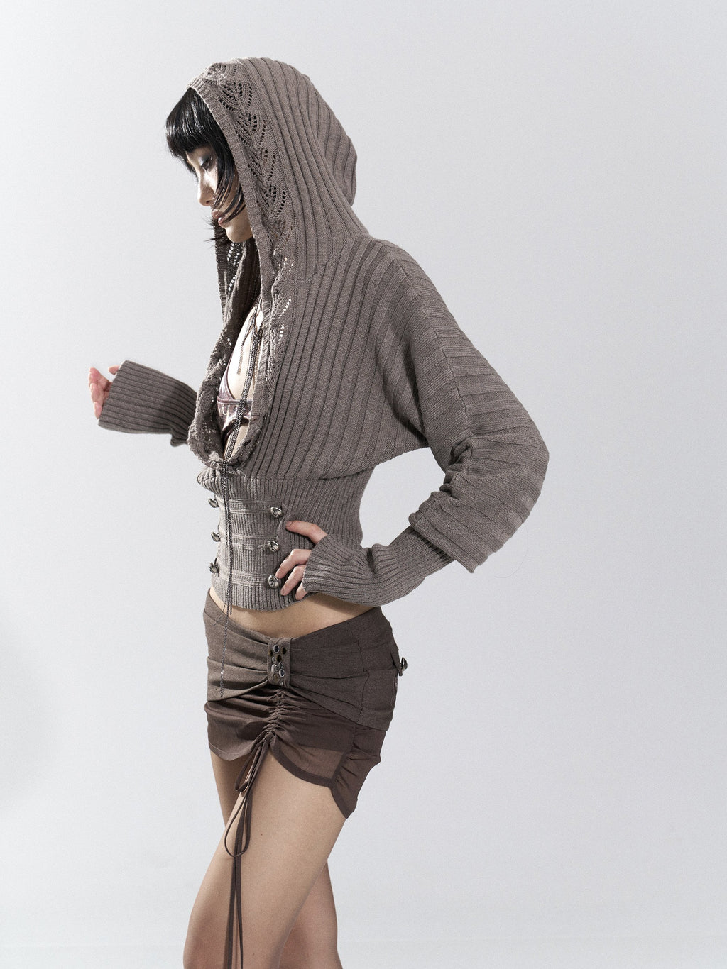 Lace Corset Ribbed Knit Top (2color)