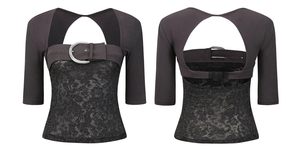 Patchwork Buckle Sleek Top