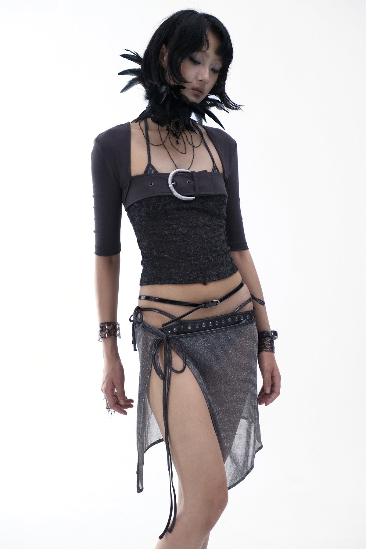 Patchwork Buckle Sleek Top