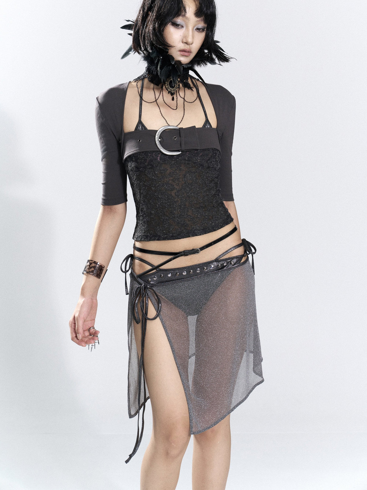 Patchwork Buckle Sleek Top