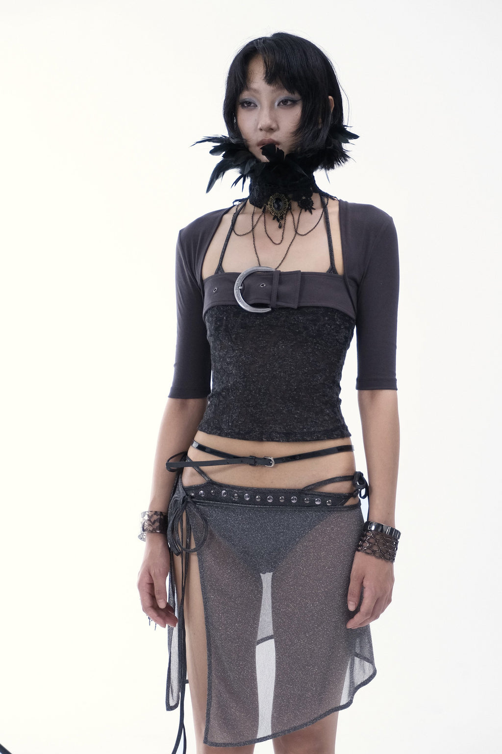 Patchwork Buckle Sleek Top