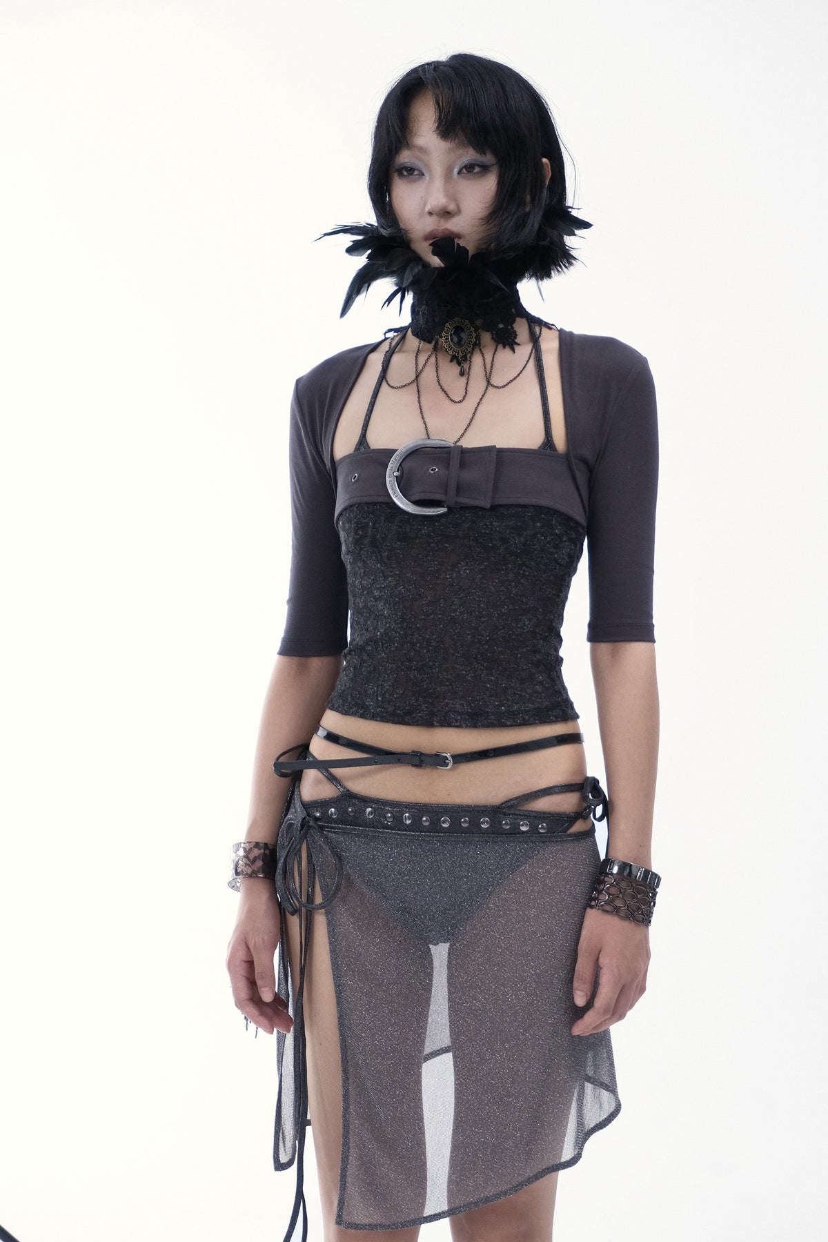 Patchwork Buckle Sleek Top